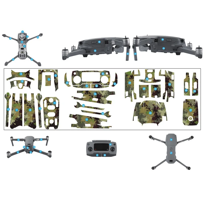 8 цветов полный набор 3D водонепроницаемых наклеек для DJI MAVIC 2 Pro Zoom Drone Body батарея пульт дистанционного управления аксессуары