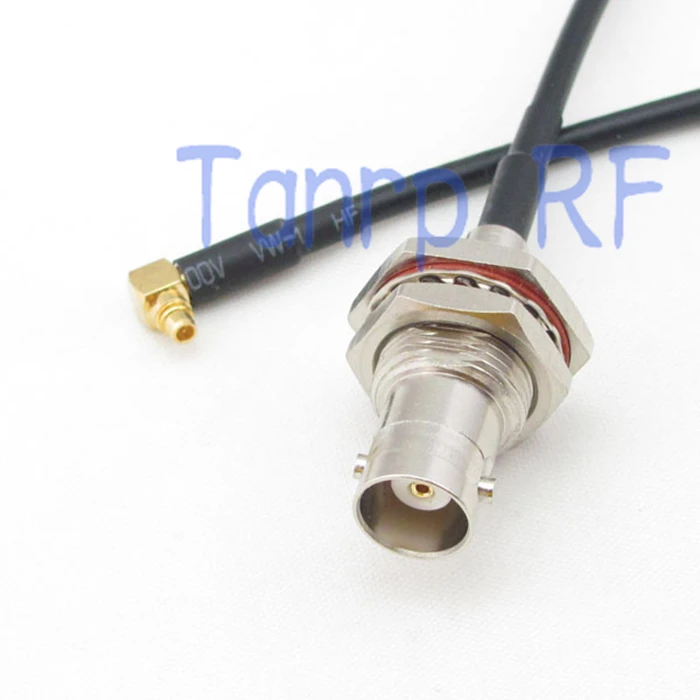 

6in BNC female with nut bulkhead to MMCX male right angle RF adapter 15CM Pigtail coaxial jumper cable RG174 extension cord