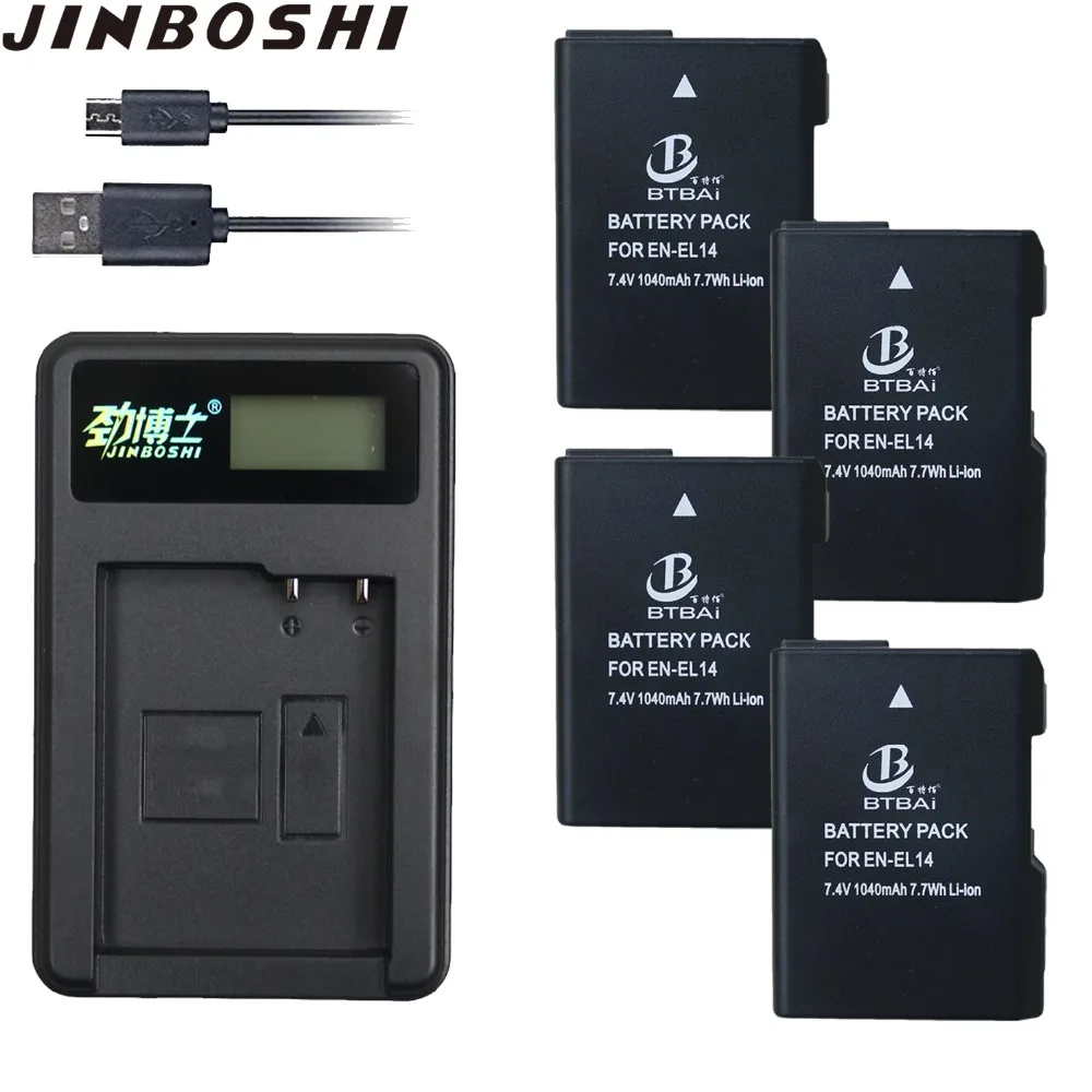 

Hot sale 4X EN-EL14 EN EL14 ENEL14A EL14 Battery+Charger for Nikon ENEL14 D5600 d5300 d5200 d5100 d3100 d3200 D3400 P7100 P7800.