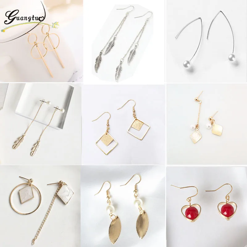 

2019 New Fashion Drop Earrings For Women Jewelry Geometry Simlated Pearl Shell Leaf Feather Dangle Earring Bijoux Brincos