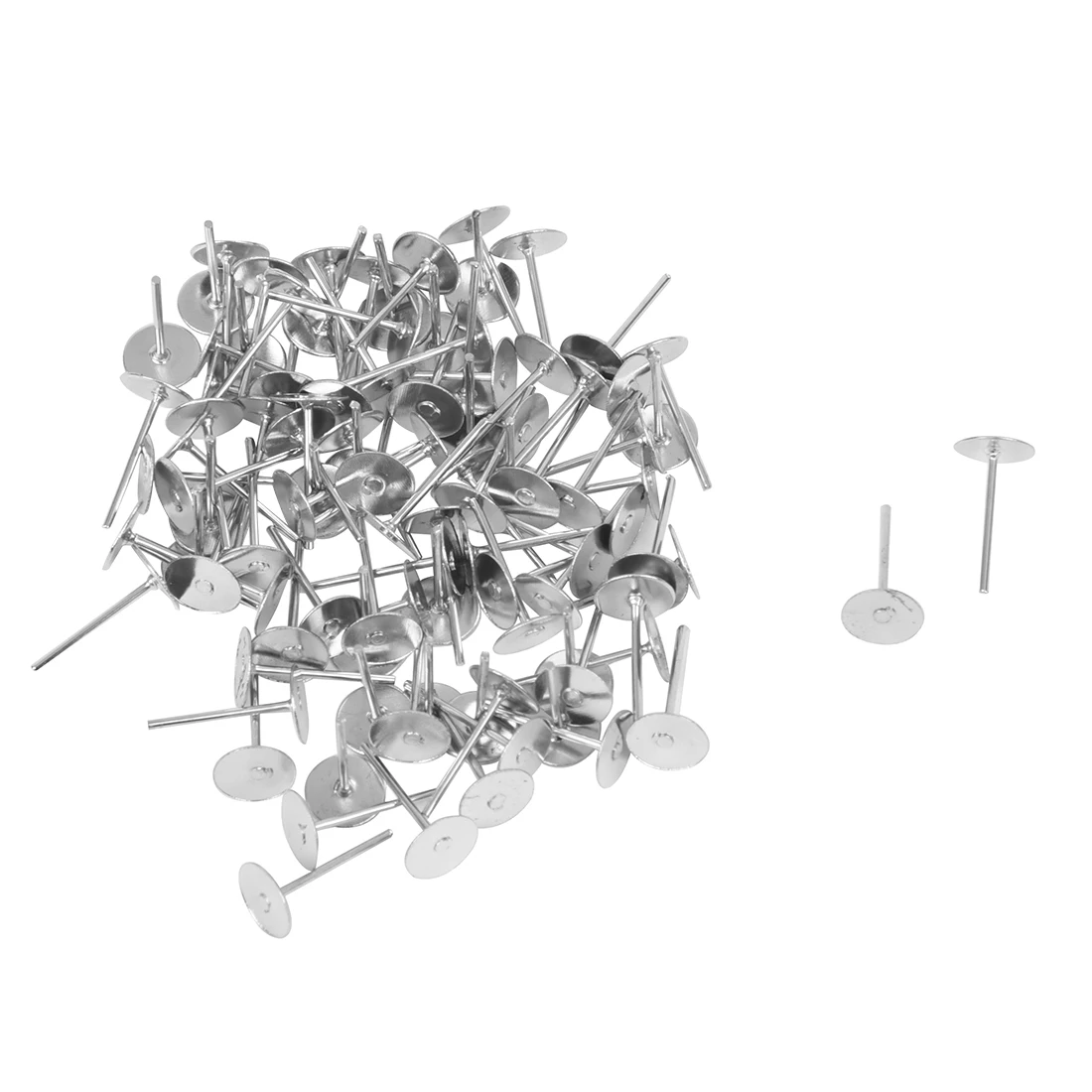 

100pcs Silver 6mm Flat Pad Earring Posts Studs Findings