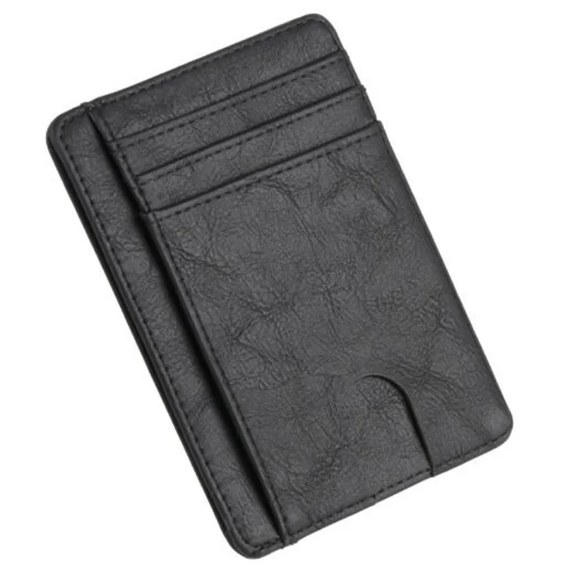 Тонкий рчид блокирующий кожаный бумажник кредитный ID держатель для карт кошелек чехол для денег для мужчин и женщин модная сумка держатель для паспорта - Цвет: Black