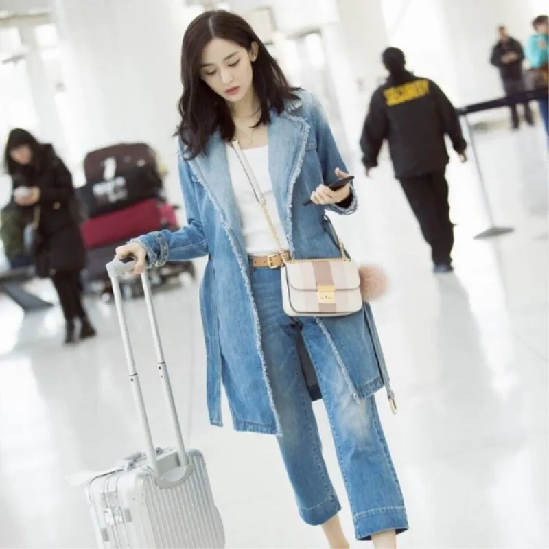 

New Garment Gulinaza Medium and Long Fashioned Slim Coat of The Same Style In 2019 Jacket Women Coat Belt Turn-down Collar