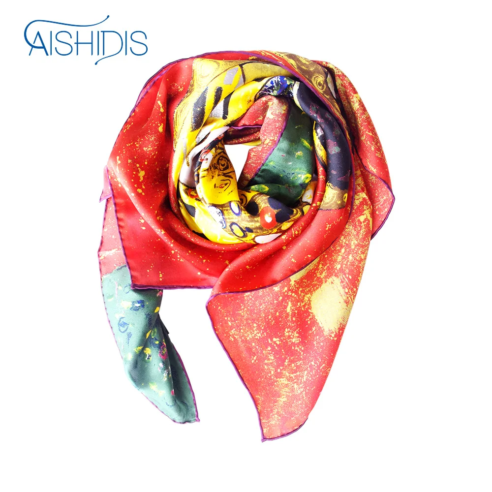 Шарф квадратный из 100% шелка 88 см|art scarf|square scarfbrand shawl |