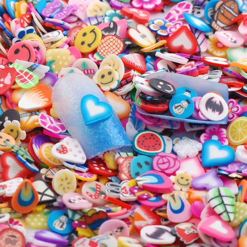 

Mtssii Lovely Fruit Flower Design Nail Art Decoration Manicure Soft Pottery Slice Set 1000pcs/set UV Nail Design Accessories