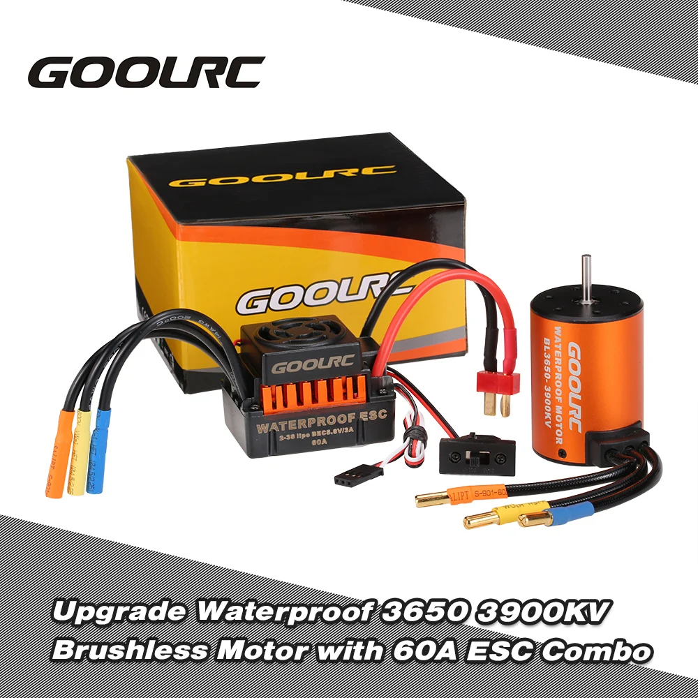 

GoolRC Upgrade Waterproof 3650 3900KV Brushless Motor with 60A ESC Combo Set for 1/10 RC Car Truck