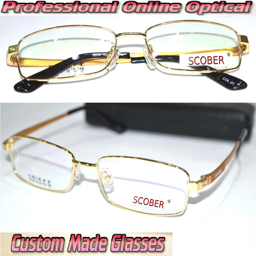 

Optical Custom made optical lenses Titanium alloy full-rim gold frame Business men Reading glasses +1 +1.5 +2+2.5 +3 +3.5 to +6