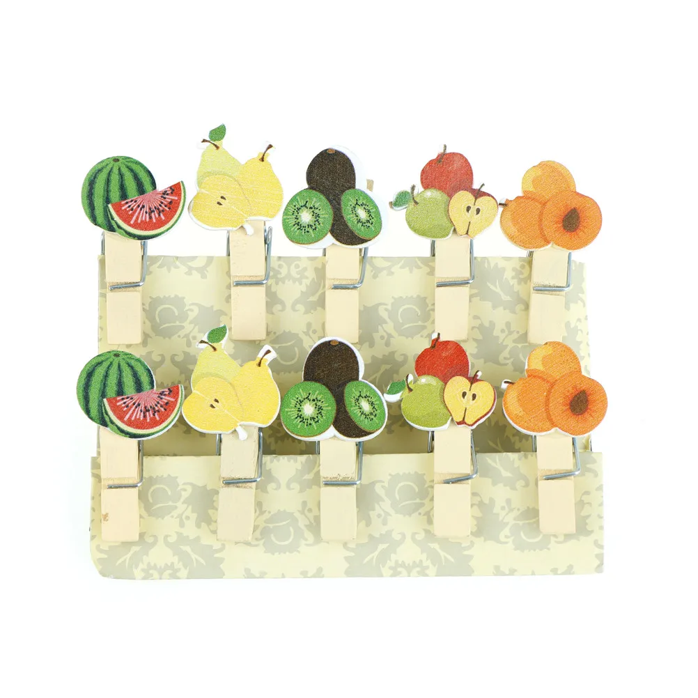 

10 Pcs Clothes Pegs Clothespin Craft Clips Fruit Wooden Clip Party Decoration Clip With Hemp Rope Photo Paper