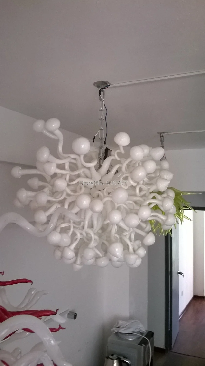 Spedizione gratuita bianco lampadario in vetro di arte moderna in ...