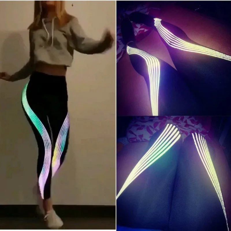 

Domidofa Woman Bodybuilding Yoga jogging Polyester Pants Laser Printing Motion Hit Underpant gym leggings sport