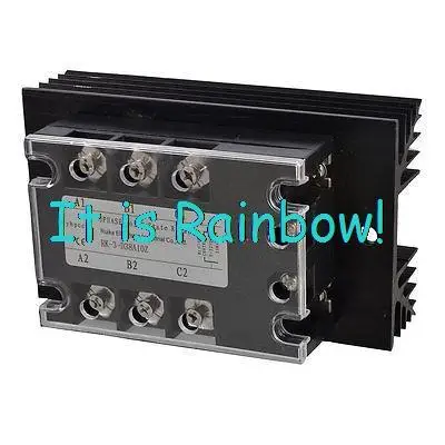 

Free Shipping DC 5-32V to AC 380V 10A Three Phase SSR Solid State Relay w Black Heat Sink