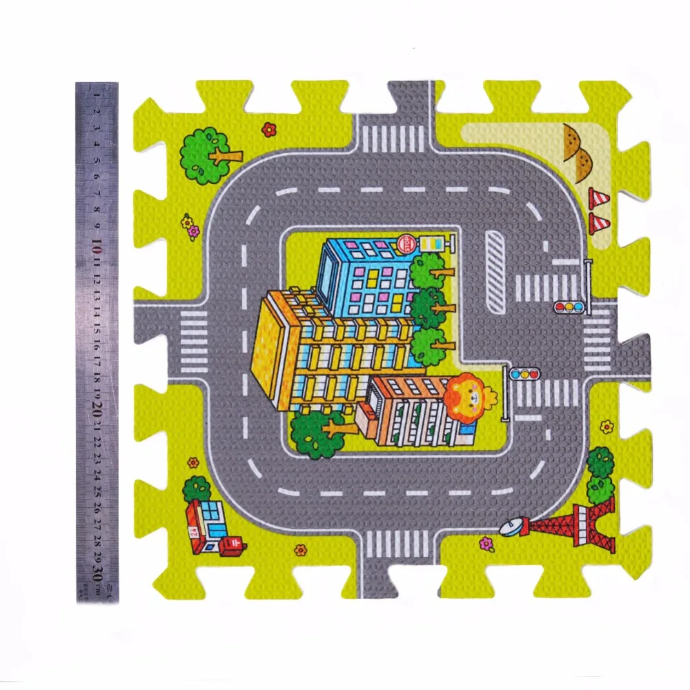 9 шт./компл. детская пена EVA головоломки коврик детский коврик играть на коврике арабских цифр детская город коврики с изображением дорог блокируя Плитки для детей