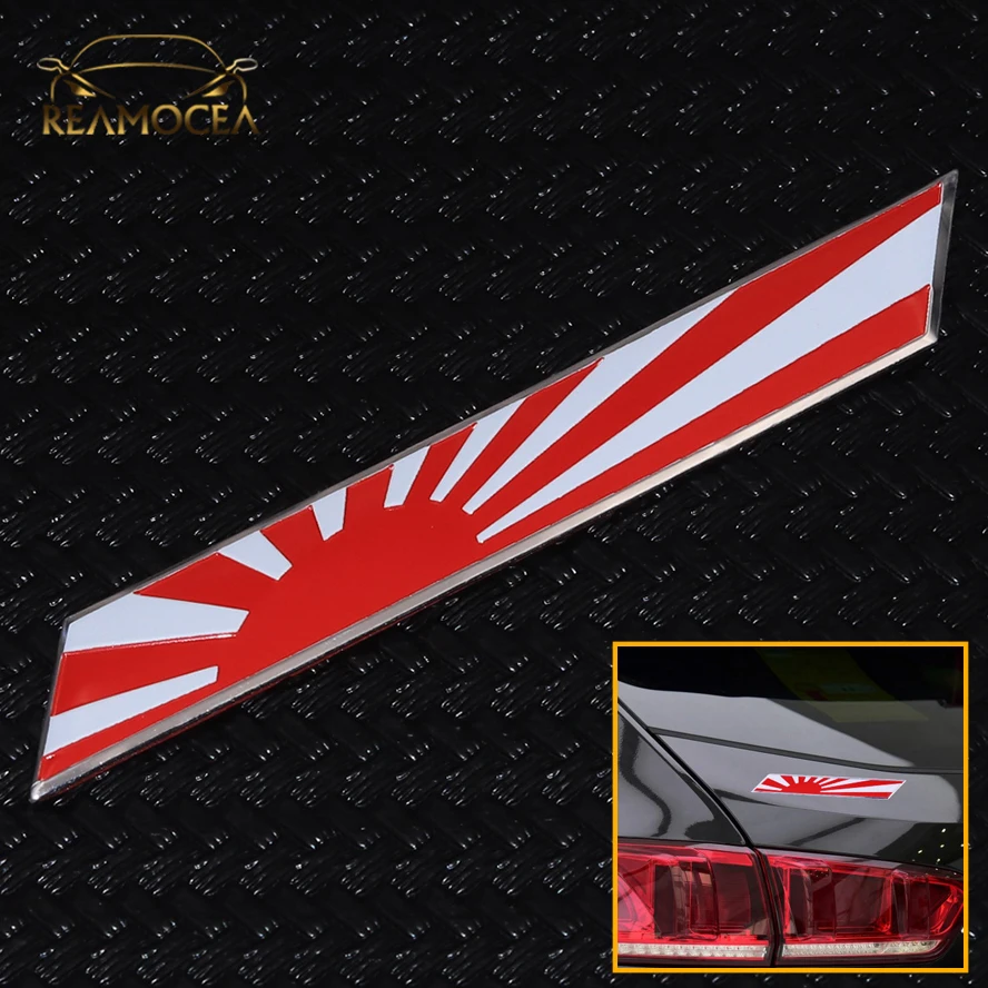 

Reamocea 1Pc Car Front Grille Metal JDM Japan Rising Sun Flag Emblem Plate Badge Sticker Styling Universal For Nissan Mazda