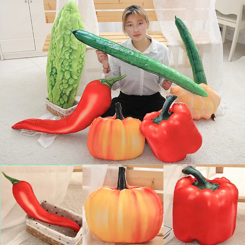الإبداع kawaii لعبة الفواكه و الخضروات النباتات 3d وسادة أفخم لعبة أفخم دمية اليقطين والأحمر الفلفل مكتب أريكة وسادة
