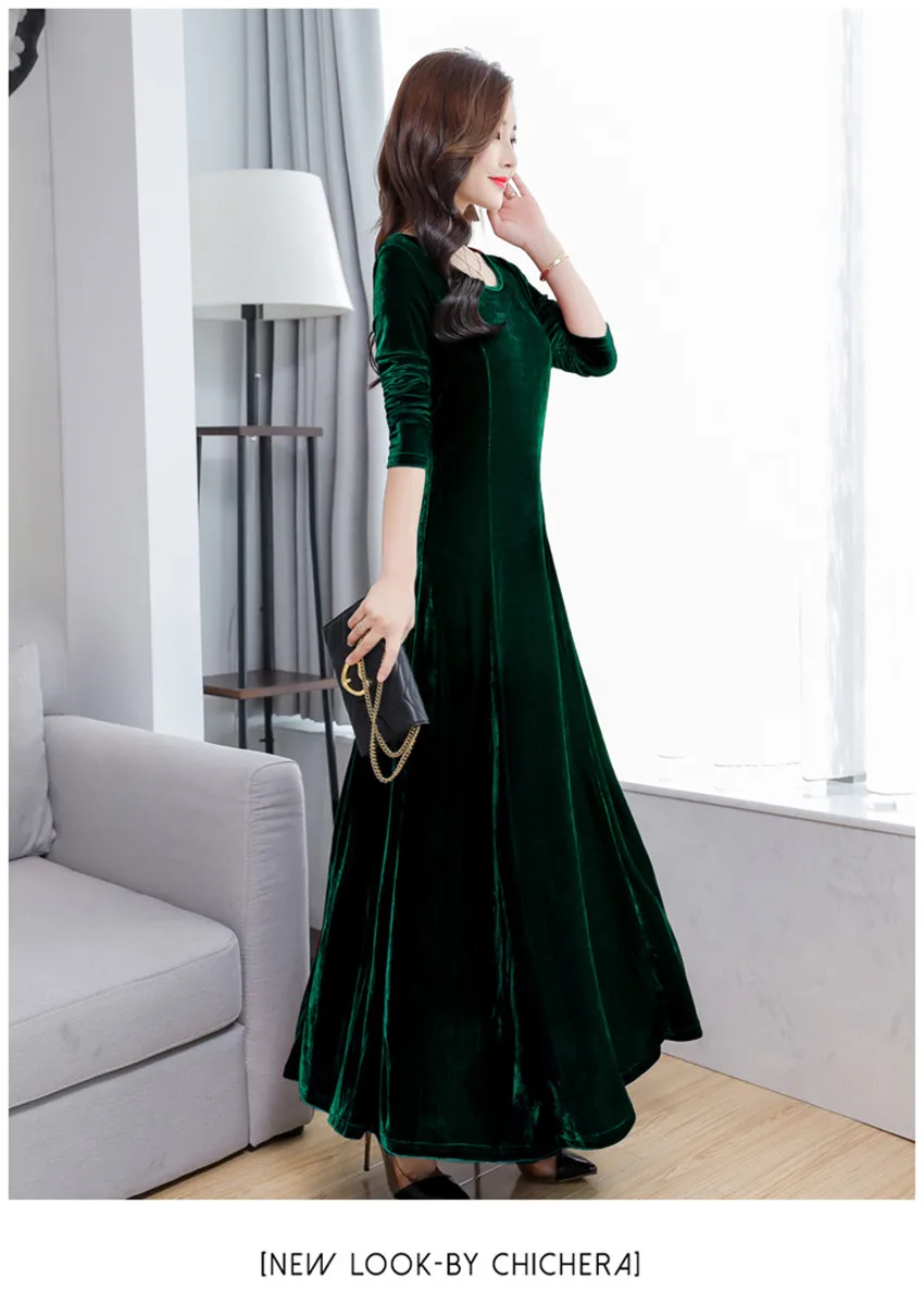 3XL женские офисные платья с длинным рукавом, винтажное зеленое черное бархатное платье, осенне-зимнее платье размера плюс, женское платье