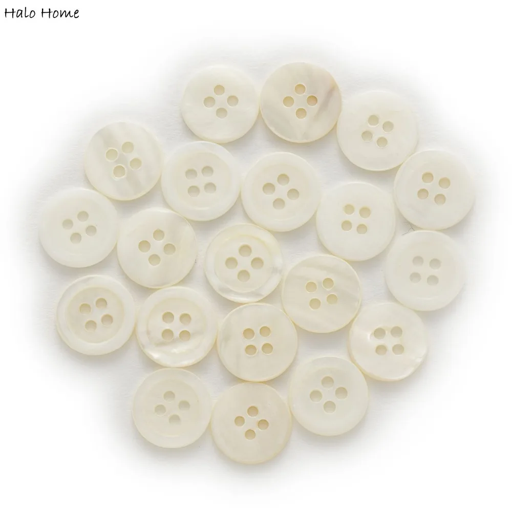 11-12mm Optional 20pcs Classic Shirt 4 Hole Round Shell Buttons Home Sewing Scrapbooking Clothing Decor 3