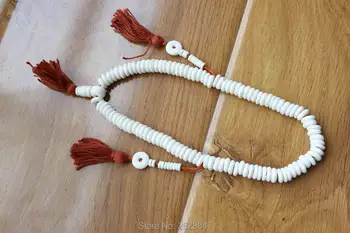 

ML007 Tibetan White Yak bone Hand-hold Rosary Mala 10X3mm Bone Beaded Bracelet Tibetan Buddhist Prayer 108 Beads Mala