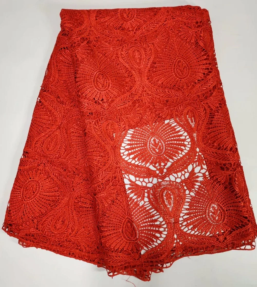 

flower pattern guipure lace 2018 High quality African cord lace fabric with beads for party dress