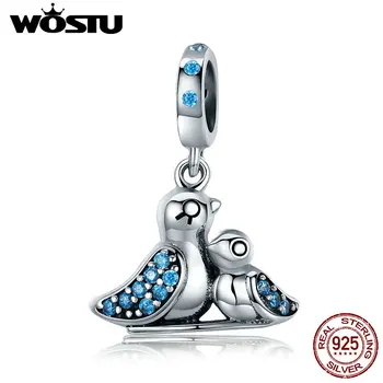 

WOSTU 925 Sterling Silver Cute Bird Dependency Pendant Beads fit original WST Charms Bracelets DIY Jewelry Gift FIC426