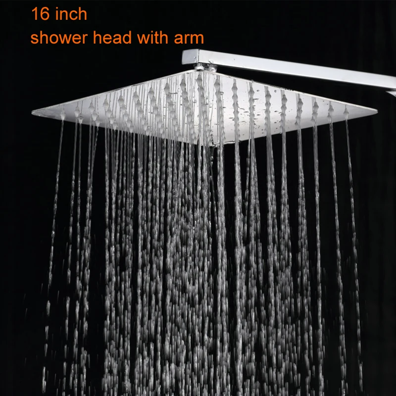 becola chrome shower head with Shower Arm square stainless steel ultra