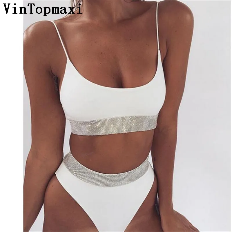 

Women Sequin Sexy Bikinis 2019 Hot Sale Push Up Swimwear Spaghetti Strap Brazilian Bikini High Waist Swimsuit Female Bathers