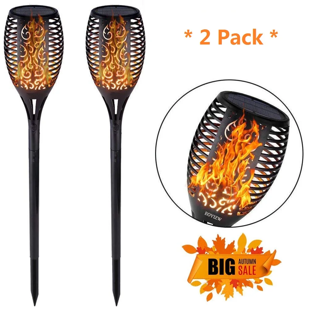 Flame Solar Torch Lights 2Pcslot Dancing Flickering Lamp Mpow 33 LEDs Waterproof Solar Torch Light Garden Path Lights Lawn Lamp