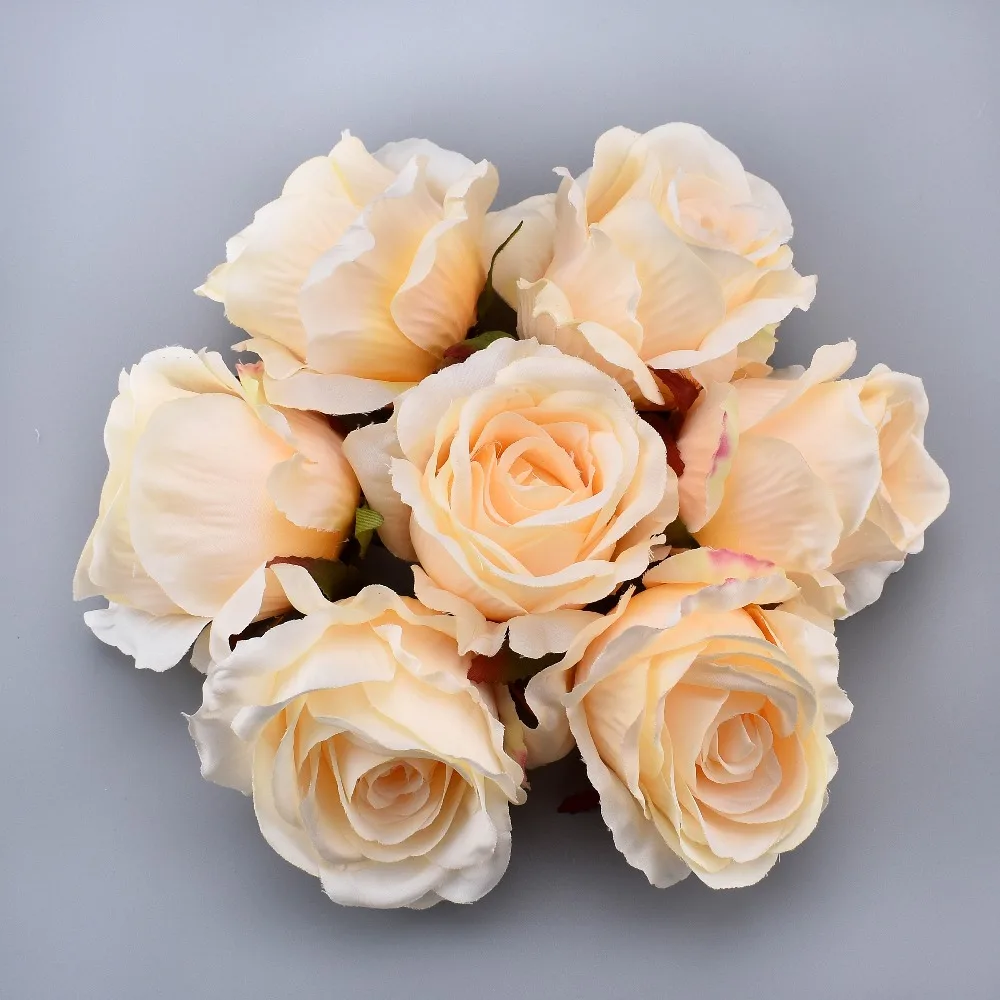 10 шт. шелк цветущие розовые белые розы искусственный цветок голова для свадебного украшения DIY ВЕНОК подарок Скрапбукинг большой