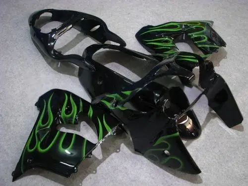 

Motorcycle Fairing kit for KAWASAKI Ninja ZX9R 00 01 ZX 9R 2000 2001 zx9r 00 01 ABS Green flames black Fairings set+7gifts KI11