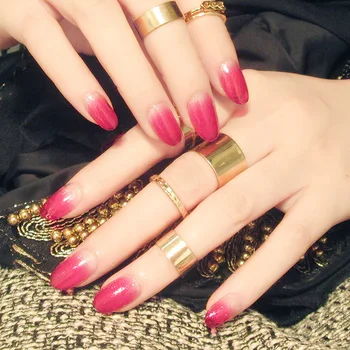 

New 24pcs/set rose Gradient color resin Nail Art False Fake Nail Tips Stickers With Glue french Nail Art UV gel Polish nail