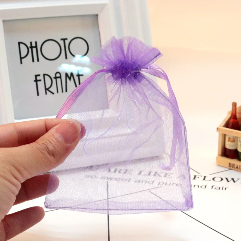 

100 шт./лот 5x7 см Орхидея органза сумки Мини Тюль для ювелирных изделий Рождественские Свадебные подарки для сережек подарочные пакеты