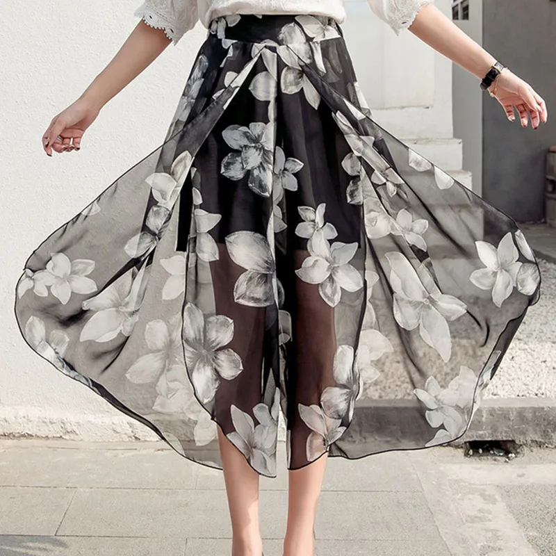 Women Loose Wide Leg Pant Skirts High Waist Boho Trousers Harem Pants S-5XL