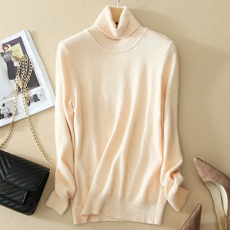 Осенне-зимний кашемировый свитер Женский пуловер с высоким воротником водолазки