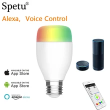 Spetu Alexa Voice Wifi Smart Light Bulb,Dimmable LED Light,Multicolored LED Bulbs,With 6W Color Changing Dimmable LED Bulbs