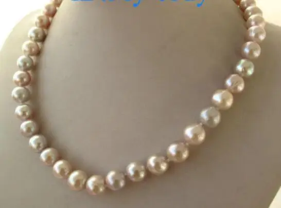 

Free Shipping >>>>Natural 10.5mm Lavender Round Freshwater Pearl Necklace 14KGP Ball 17
