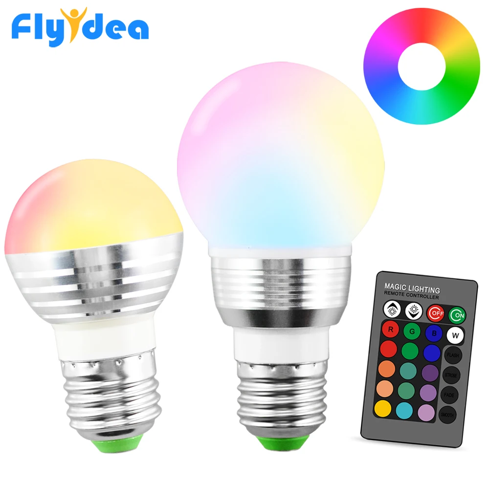 

110V 220V holiday Dimmable Stage Light LED Night Light Lampl E27 16 Color Magic 24key IR Remote Contro