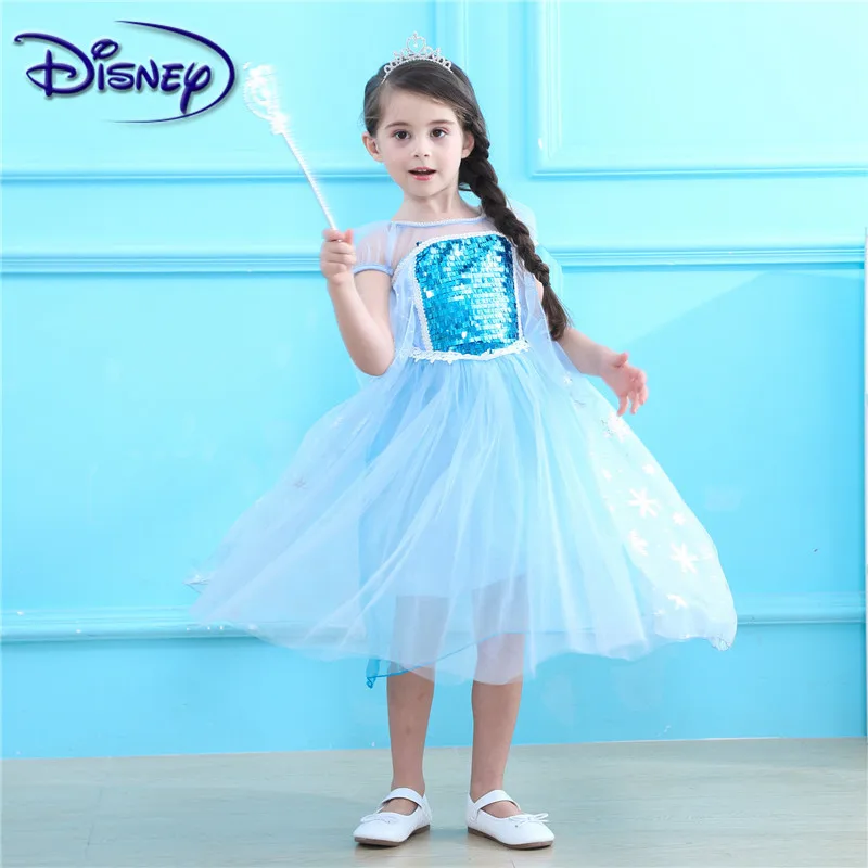 Disney Frozen Ice Romance aisha платье принцессы Эльза пышная вуаль модное с блестками |
