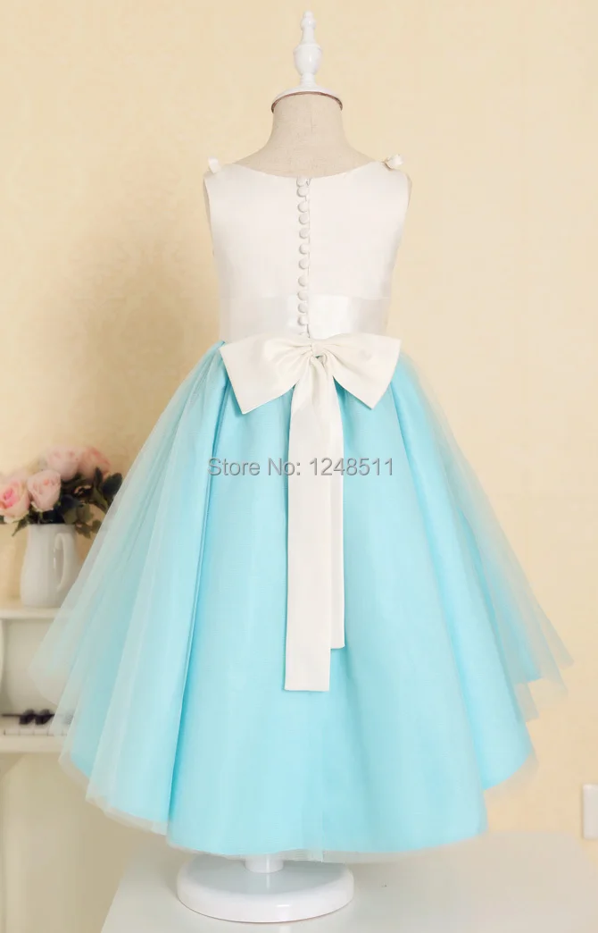 white and baby blue flower girl dresses