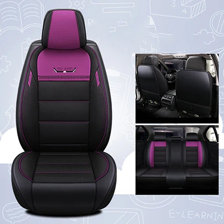 Purple Standard Кожаные и лен авто чехлы на сиденья для peugeot 301 306 307 308 405 406 407 408 - Название цвета: Purple Standard