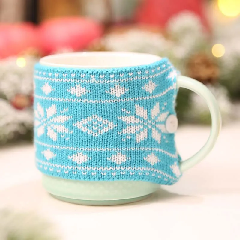 Рождественские чайные чашки, рукава, украшения стола, кофейная чашка, крышка, кружка, рукав, чайная чашка, теплая кружка, свитер, крышка - Цвет: 04