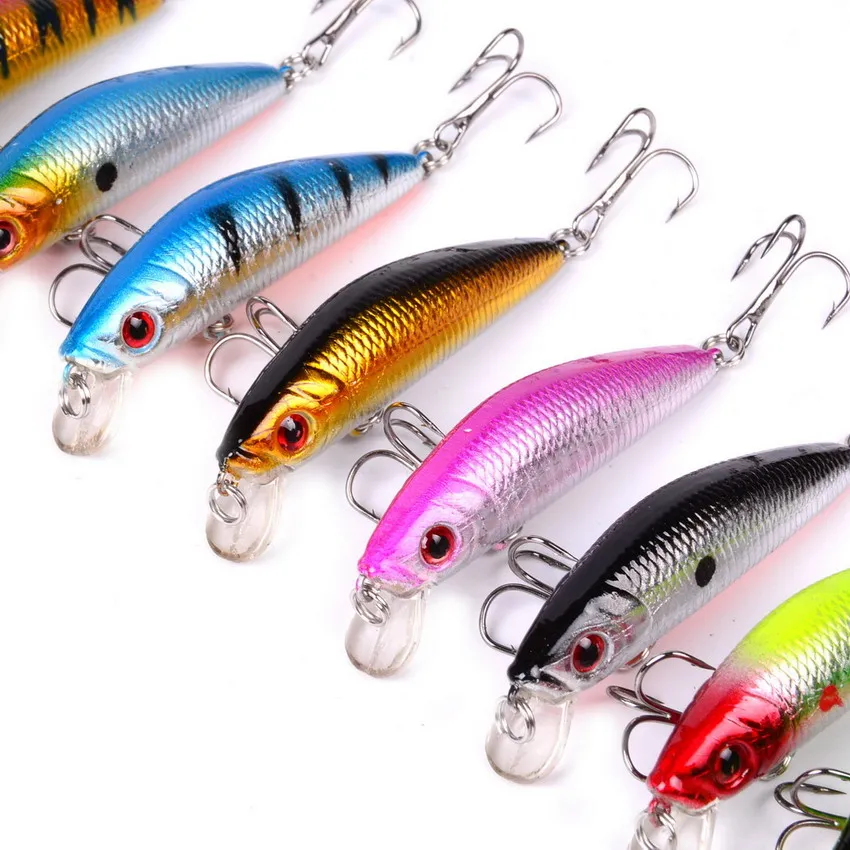Aorace Minnow Fishing Lure 70mm 8g 3D Eyes Crankbait Wobblers Artificial Plastic Hard Bait Fishing Tackle