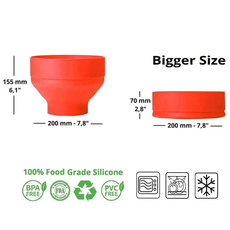 Popcorn Bowl Silicone Microwave Folding Popcorn Maker Bucket with Lid Food Making Home Kitchen Tools