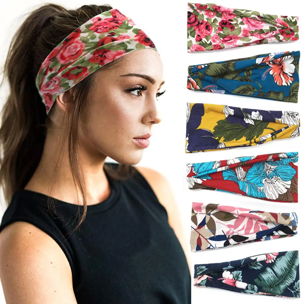 Bohemian Floral Hair Bands Twist Turban Knot Headband Elastic Hair Accessories