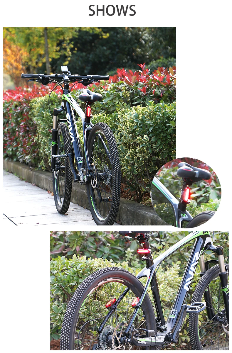 Best WHEEL UP Bike Tail Light Bicycle Rear light Cycling Tail-lamp Led Light Waterproof MTB USB Rechargeable Polychromatic Taillight 19