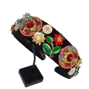 

New Limited Edition Baroque Multicolor Flowers Crown Handmade Tiara Crystal Wide Headbands Wedding Hair Jewelry Gift For Women