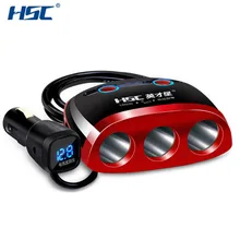 HSC YC-09B Newest 9 in 1 Car Charger 180W With Voltage Display Car Cigarette Lighter Middle Hole Lights Cigarettes Drop Shipping
