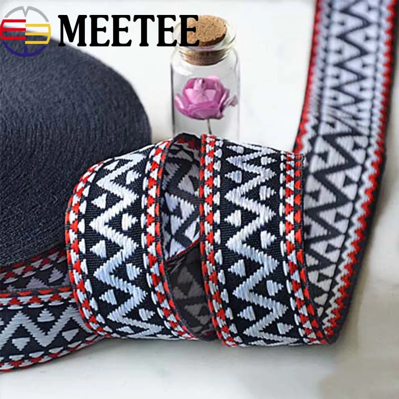 

15Yards 25mm Ethnic Embroideried Jacquard Webbings Belt Curtain Lace Ribbons Decorative Webbings Tapes Shoes Bags DIY KY951