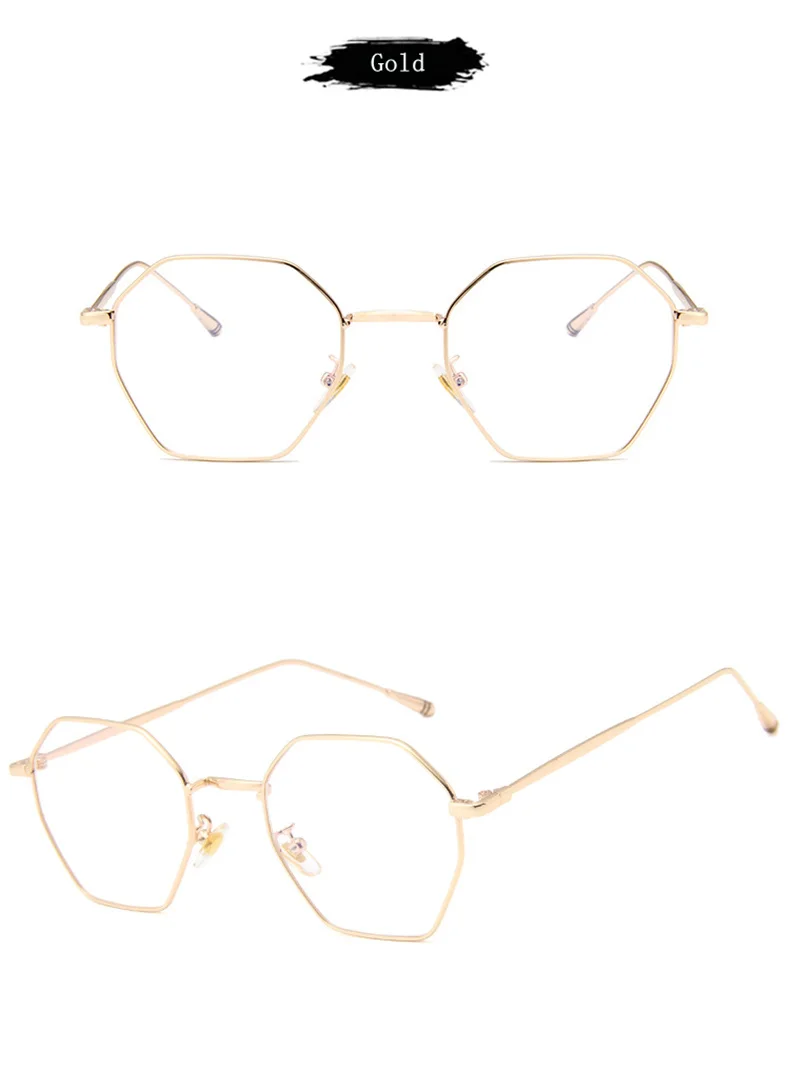 Oulylan винтажные полигональные очки, оправа для женщин и мужчин, Ретро Прозрачная оправа для очков, металлические оправы для очков