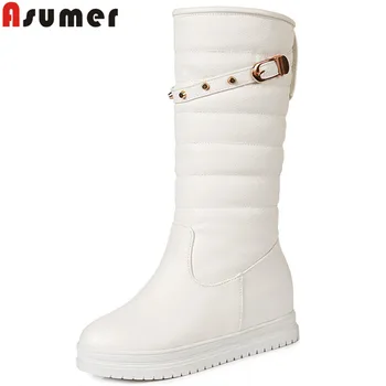 

ASUMER fashion hot sale new mid calf boots round toe winter boots short plush keep warm snow boots women 2020 new big size