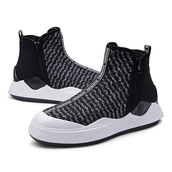 

High Top Zip Boots Men's Casual Shoes Male Adult Comfortable Luxury Brand Sneakers Soft Krasovki Footwear Man Zapatos De Hombre