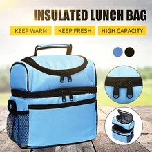 Double Layers Lunch Bag Reusable Insulated Thermal Bag Women Men Multifunctional Cooler Keeping Lunch Box Outdoor Carry Tote